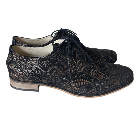 Zapato Oxfords Black Gold Size Women’s 39 - Picture 6 of 11